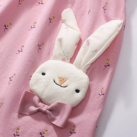 Girls 3D Bunny Flower T-shirt Dress