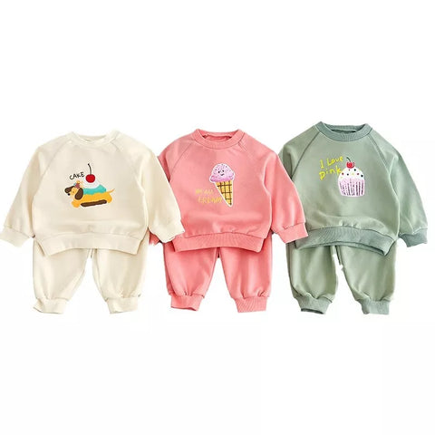 2 Pc Unisex Baby Toddler Dessert Print Sweat Suit