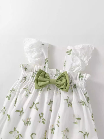 2 Pc Baby Girl Vanilla Flower Bodysuit w/ Hat