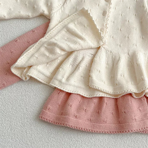 Baby Girl Pointelle Flare Hem Cardigan