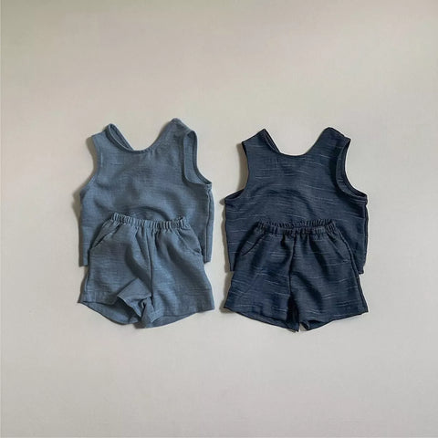 Baby Boy Light Fabric Vest and Shorts Set