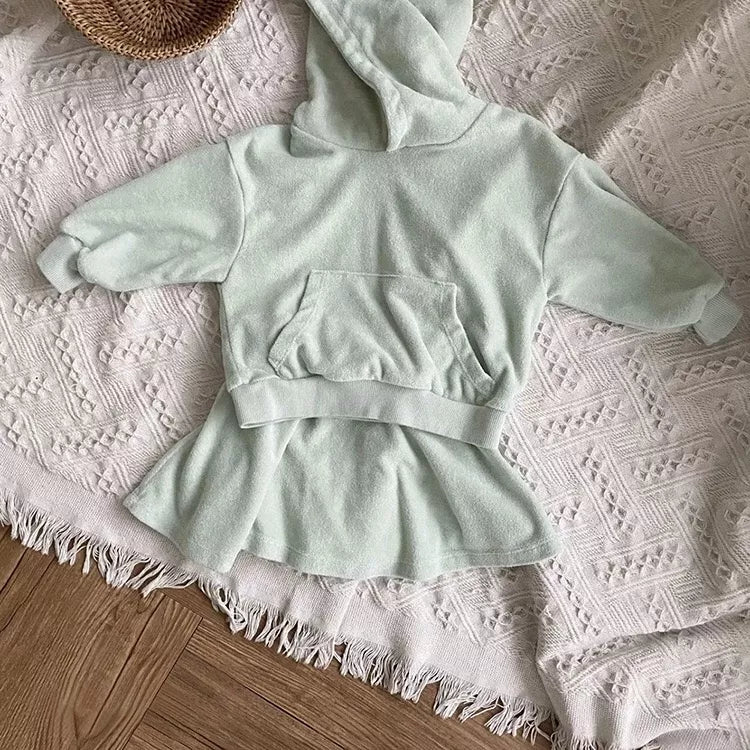2 Pc Baby Girl Terry Cloth Hoody & Skirt Set