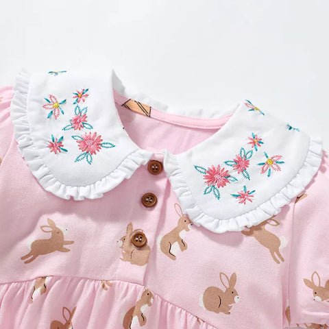 Girls Bunny Hop Collar Tee Shirt Dress