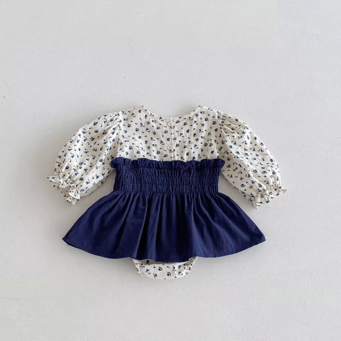 Baby Girls Ditsy Floral Smocked Waist Bodysuit Dress