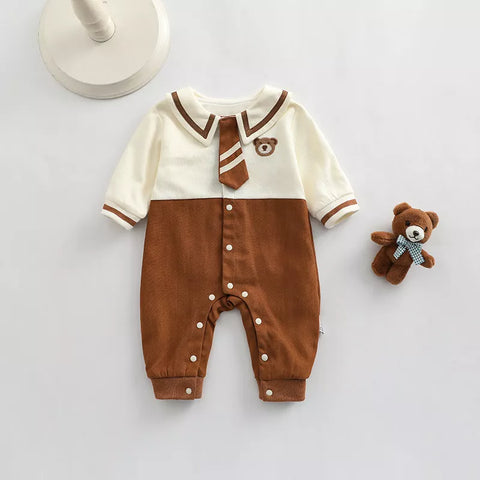 Baby Girl Boy Uniform Style Bear Bodysuit Romper