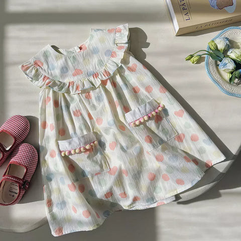 Girls Rainbow Polka Dot Swing Dress