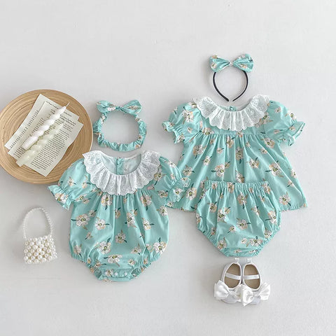 Baby Girl Mint Blossom Bodysuit Set