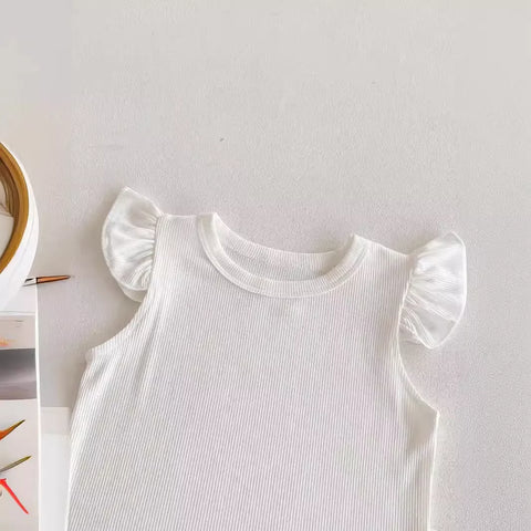 2 Pc Baby Girl Wallpaper Overall & Ribbed Tee Set