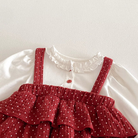 2 in 1 Baby Girl Polka Dot Layered Skirt Dress