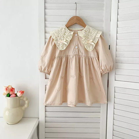 Girls Mini Bow Detail Peter Pan Collar Dress or Bodysuit