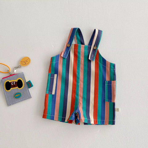 Unisex Rainbow Raindrop Stripes Overalls