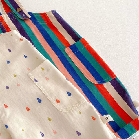 Unisex Rainbow Raindrop Stripes Overalls