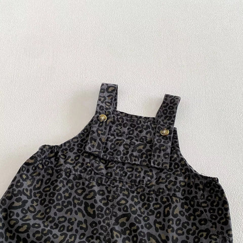 2 Pc Unisex Leopard Overall & Tank Top Set