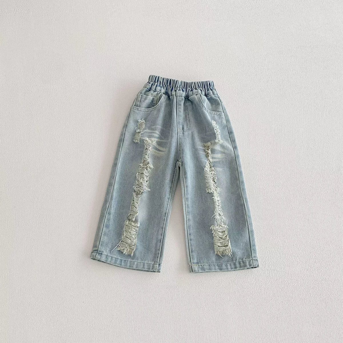 Kids Unisex Ripped Straight Leg Denim Jeans