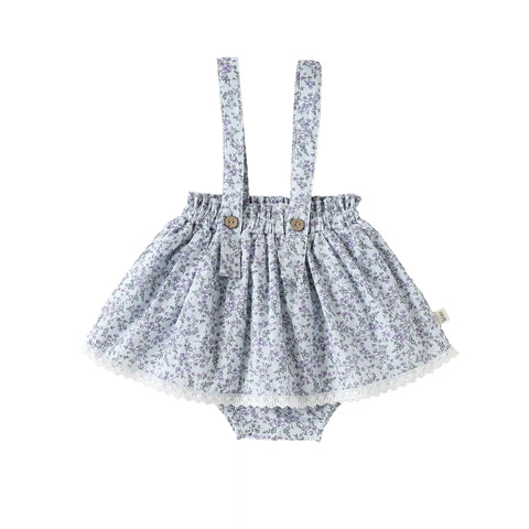 Baby Girl Suspenders Ditsy Floral Print Skirt