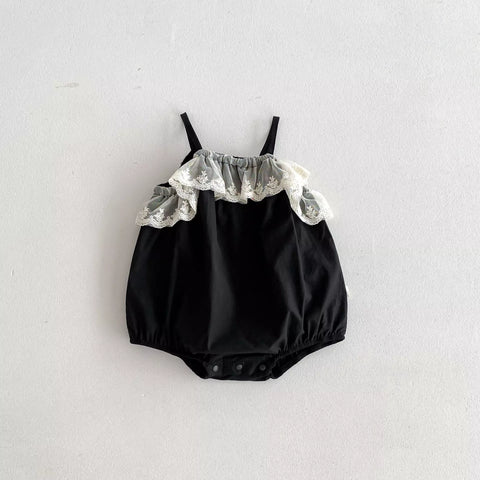 Baby Girl Contrast Ruffle Bubble Bodysuit