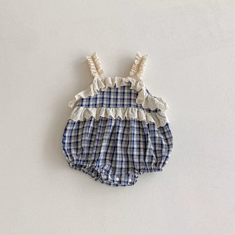 Baby Girl Ruffle Trim Plaid Cami Bodysuit