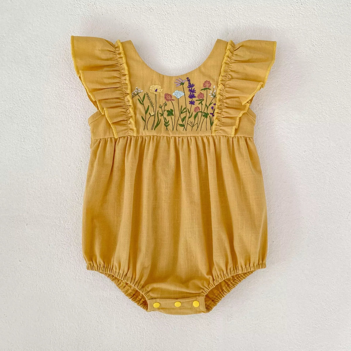 Girls Summer Wild Flower Embroidered Bodysuit or Dress