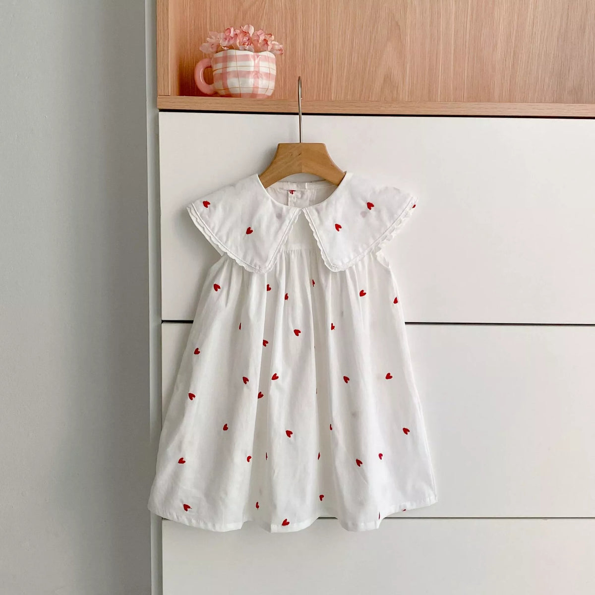 Girls Big Collar Hearts Emb Bodysuit or Dress