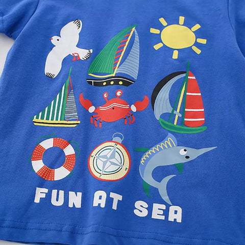 2 Pc Boys Fun at Sea Tee & Shorts Set