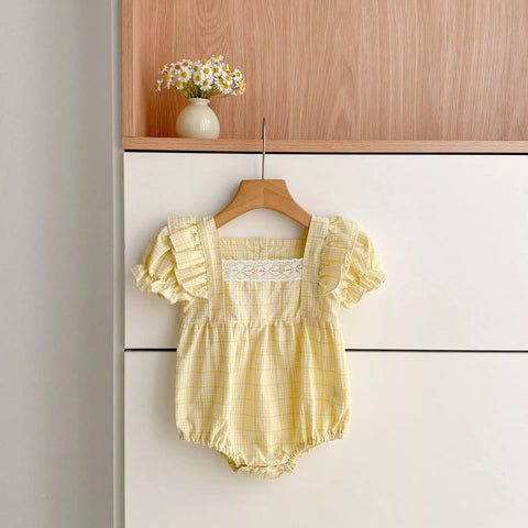 Girls Square Neck Plaid Bodysuit Or Dress