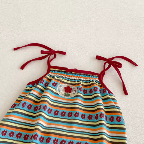 Baby Girl Summer Stripes Cami Tie Bodysuit