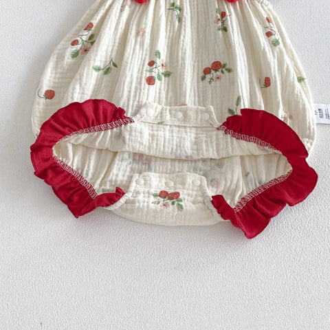 Baby Girl Strawberry Bubble Shape Bodysuit