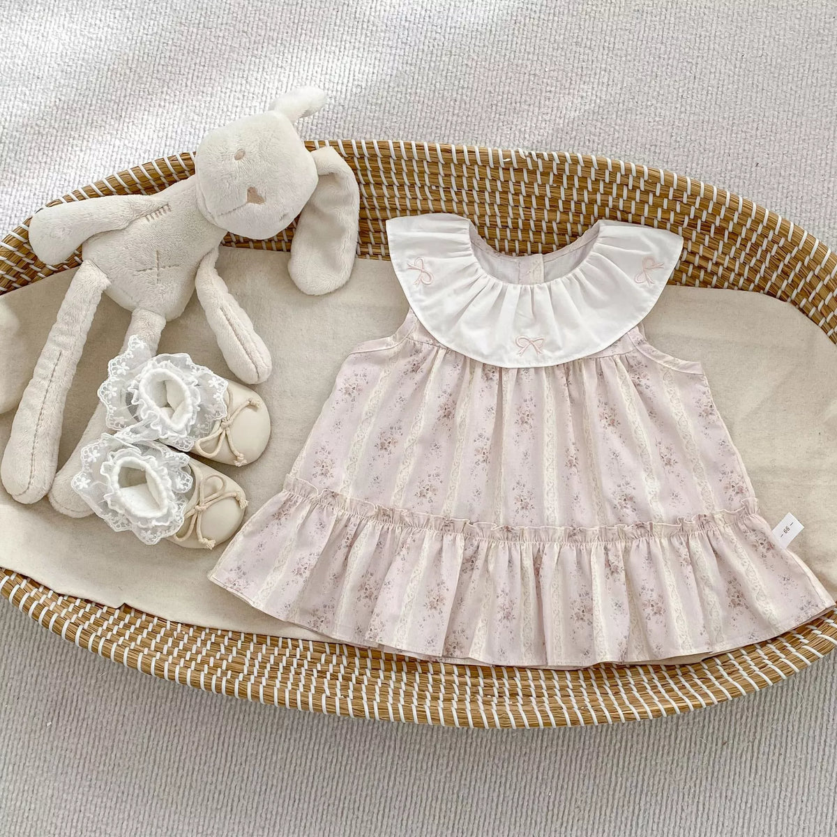 Baby Girl Low Waist Ruffle Bow Collar Dress