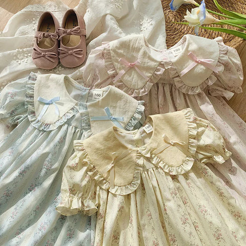 Girls Bow Peter Pan Collar Dress
