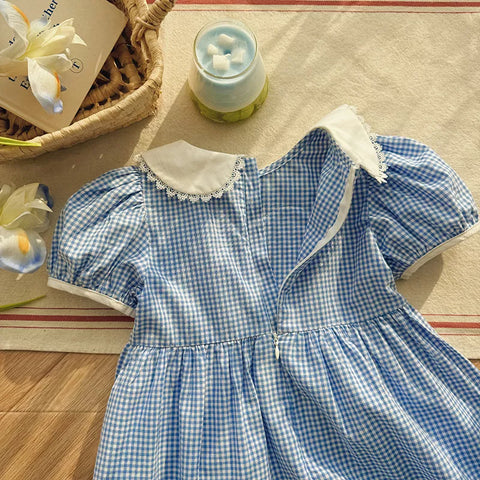 Girls Gingham Plaid Ducklings Heart Dress