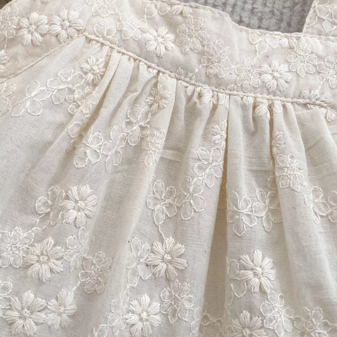 2 pc Baby Girl Cute Floral Emb Top & Bloomers Set