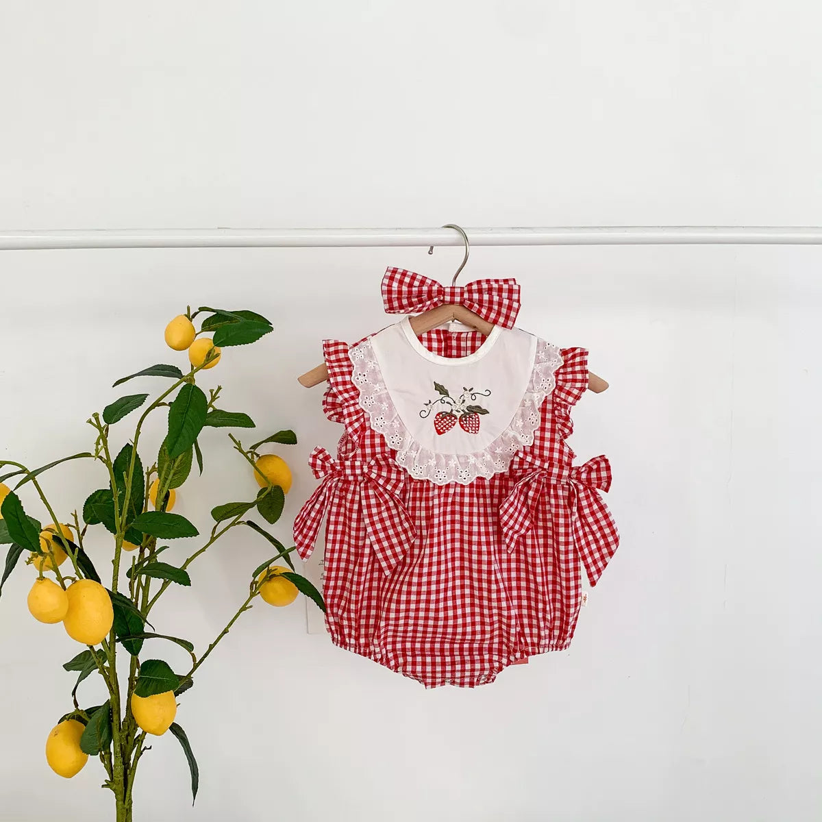 Baby Girl Strawberry Gingham Bodysuit