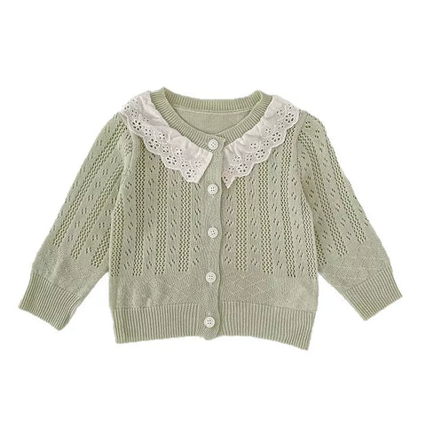 Baby Girl Pointelle Collar Cardigan