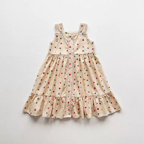 Girls Whimsical Polka Dot Sun Dress