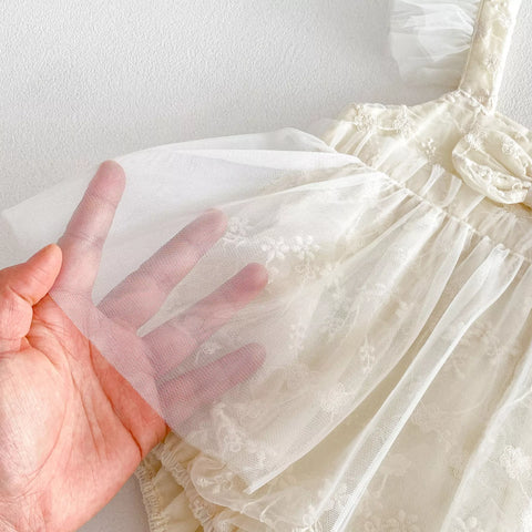 Baby Girl Bow Sheer Skirt  Bodysuit Dress