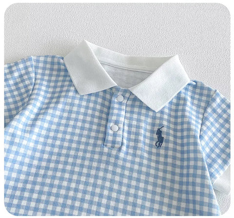 Baby Boy Gingham Polo Romper