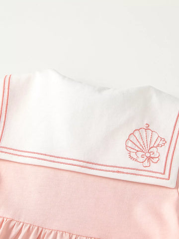Baby Girl Preppy Tie Sailor Collar Dress