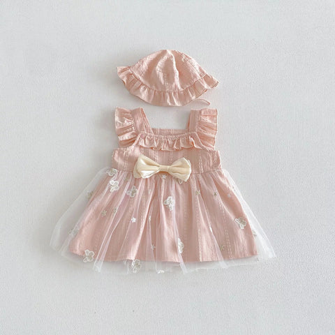 2 Pc Baby Girl 3D Butterfly Mesh Dress w/ Hat