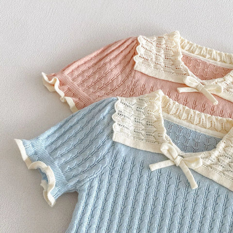 Baby Girl Pointelle Knit Collar Shirt