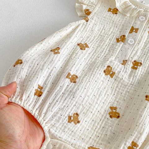 2 Baby Girl Teddy Bear Bodysuit w/ Bonnet Hat