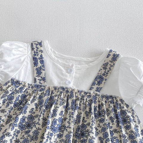 2 Baby Girl Floral Print Bodysuit Dress w/ Bonnet