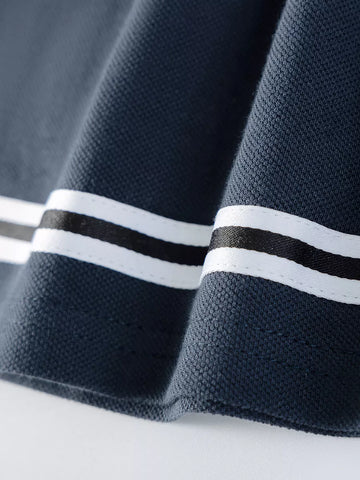 Girls Drop Waist Stripe Polo Dress