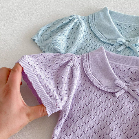 Baby Girl Pointelle Peter Pan Collar Shirt