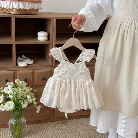 Baby Girl Flutter Sleeve Sateen Party Dress