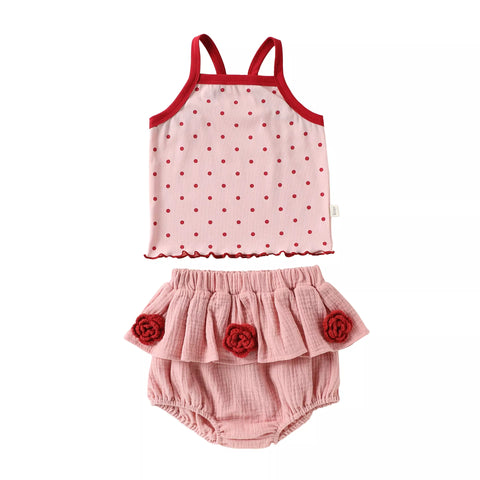 2 pc Baby Girl Polka Dot Tank w/ Bloomers Shorts