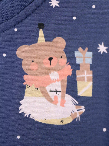 Girls Bear & Unicorn Starry Night Print Tee Dress