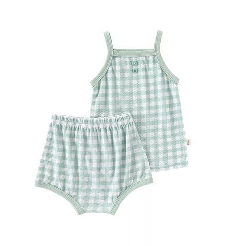 2 Pc Baby Girl Summer Gingham Tank Set