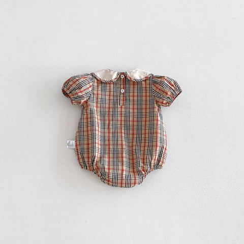 Baby Girl Plaid Peter Pan Collar Bodysuit