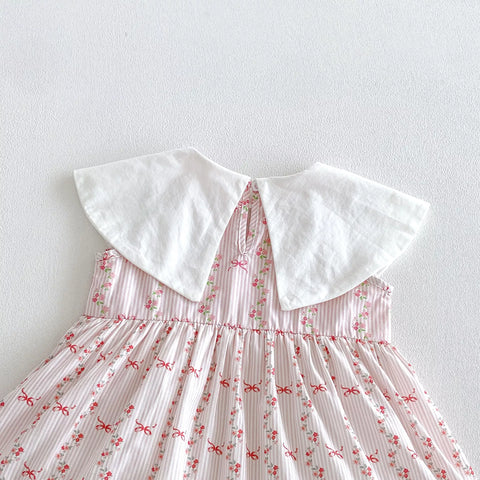 Baby Girl Circle Collar Flower Emb Dress