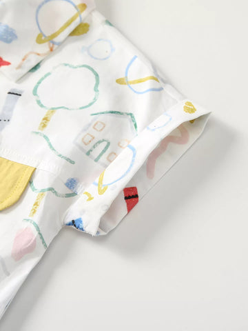 Baby Boy School Print Shirt Romper